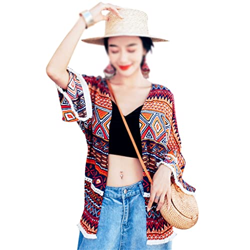 Blouse de plage ethnique bohème chic en mousseline pour femme en taille unique