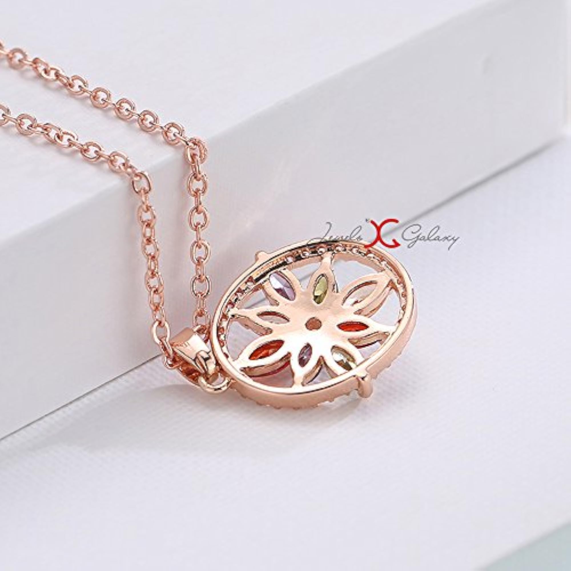 Crystal Elements Sparkling Floral Pendant 18K Rose Plated