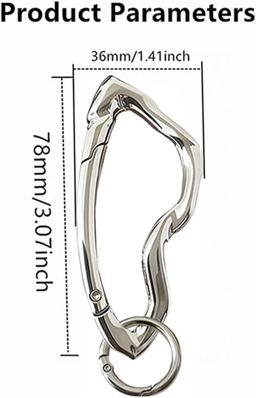 Irregular Cool Multi-Use Carabiner Keychain,Shiny Chrome Keychain,Material Y2K With Loop Key Ring - Image 2