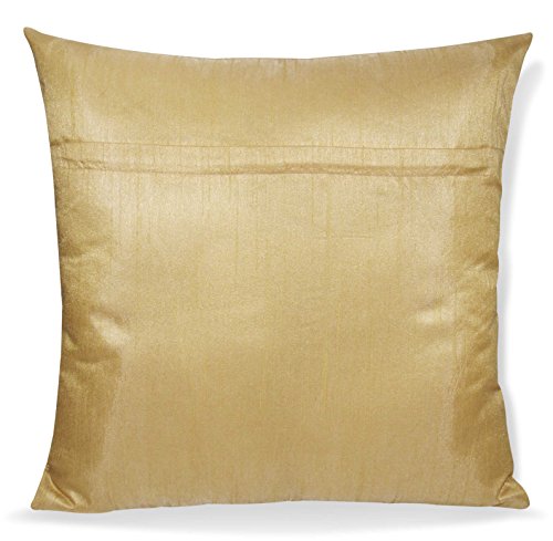 Image of Golden Floral Cushion Covers, 16x16 Inch, Cream Beige, Set of 5 (Beige)