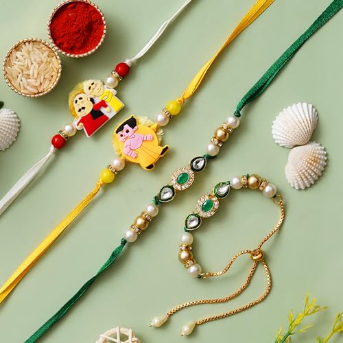 Webelkart Set Of 4 Rakhi For Bhaiya Bhabhi | Rakhi For Brother And Sister With Greeting Card And Roli Chawal Pack. Rakhi For Brother Bhabhi | Lumba Rakhi For Bhabhi | Handmade Rakhi Rakshabandhan Gift (B0D47GFXMF) Amazon Price History, Amazon Price Tracker