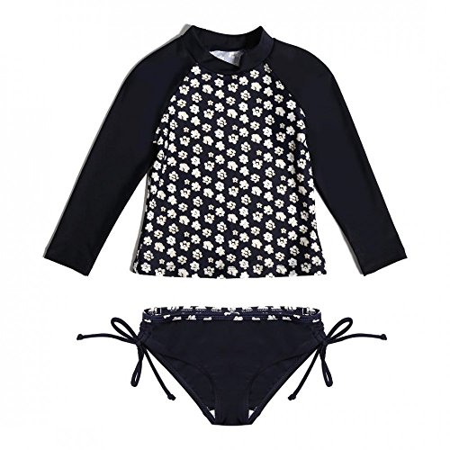 Traje de una pieza para niña La-V, ideal para natación y días de playa en negro