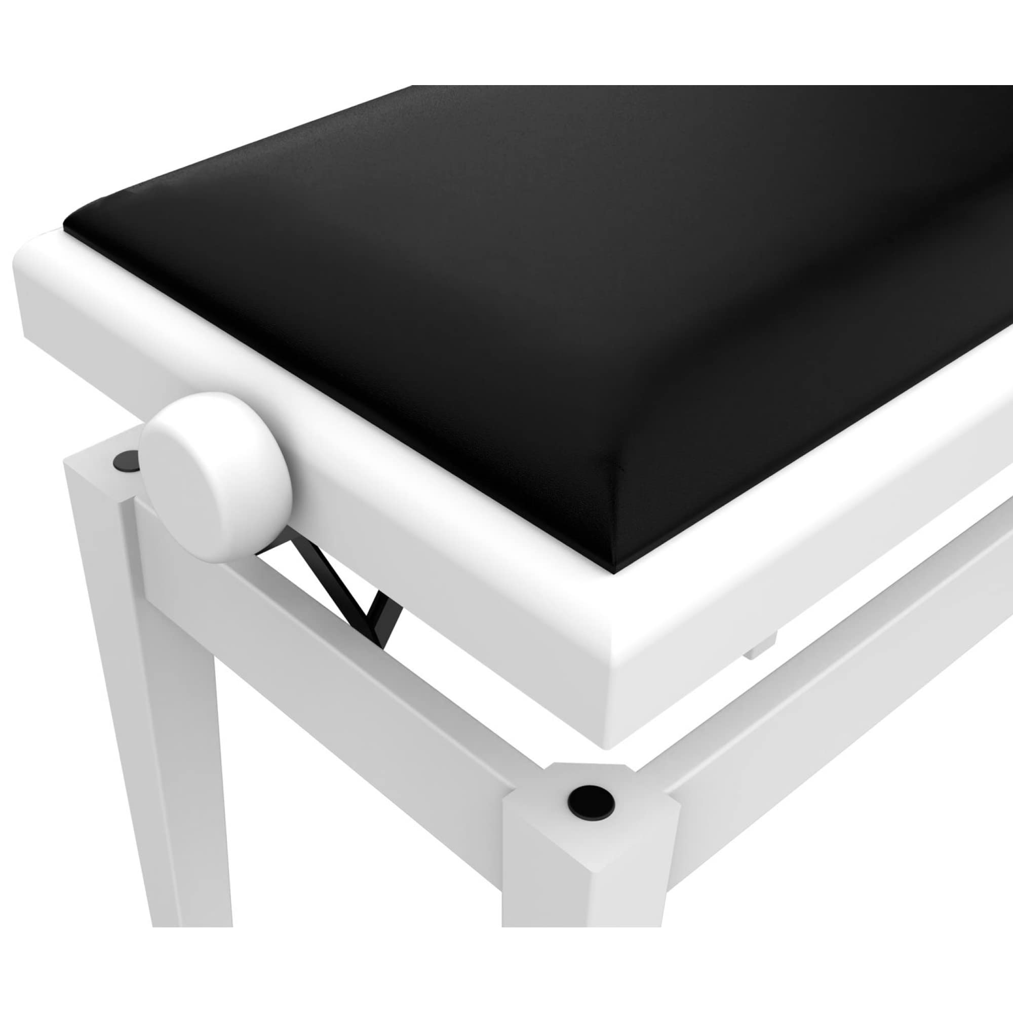 Audibax KB600 White - Sgabello per Pianoforte o Tastiera - Panca per Pianoforte Pieghevole per Impieghi Gravosi - Altezza Regolabile da 47,5 a 56,5 cm - Sgabello per Tastiera Imbottito - In Legno