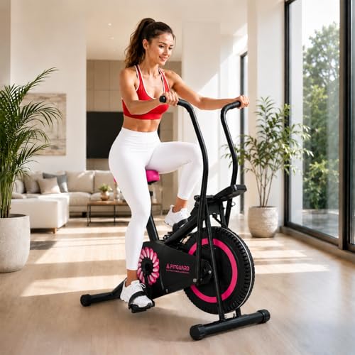 Image of FITGUARD FG-AB 111 By STAYFIT Dual Action Air Bike /Exercise Bike for Home |Gym Cycle for Workout With Air Bike Exercise Cycle for Home Gym with Back Support | Full Body Workout - Arms & Legs Dual Action | Adjustable Resistance | 120 KG Maximum User Weight & 1-Year Warranty