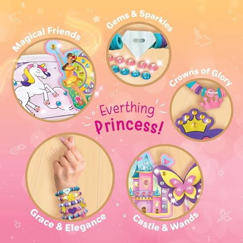 Image of Imagimake Princess Craft Kit | 10 Mess-Free Activities | DIY Flat Bead Bracelets, Unicorn Pouch, Butterfly Wands & Photo Frame | 400+ Craft Supplies | Birthday Gift for Girls | Art Kit for Kids 6-12