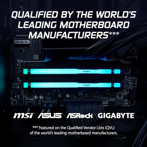 Kingston FURY Beast RGB 32GB (2x16GB) 6000MT/s DDR5 CL30 Desktop Memory | AMD EXPO | Kit of 2 | KF560C30BBEAK2-32