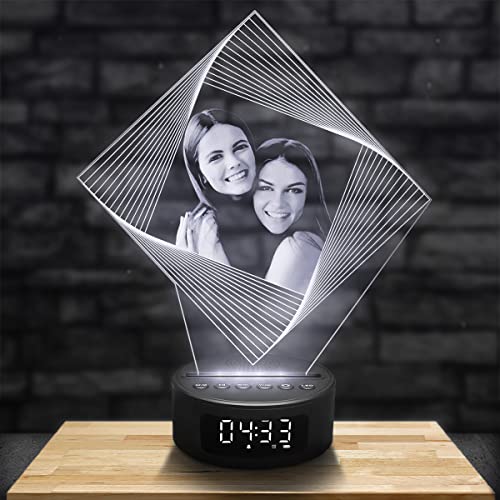 Lampephoto.fr, Lampe 3D Reveil matin et Enceinte Bluetooth Personnalisée par Gravure Laser, Cadeau...