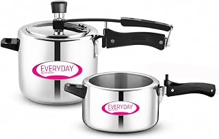 Everyday Stainless Steel Pressure Cooker Combo (3.5L + 5L) | 2 Cookers, 1 Shared Lid | Mirror Finish | Inner Lid Design | Price In India