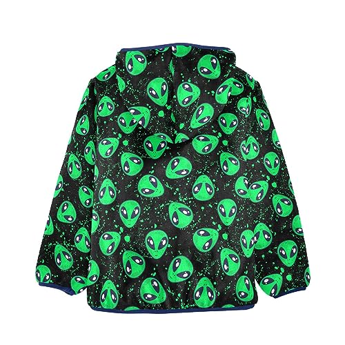 Green Alien Boys Fleece Hoody Jacket Zip Up Coat Warm Fall Winter Plush Jacket Long Sleeve Outerwear2