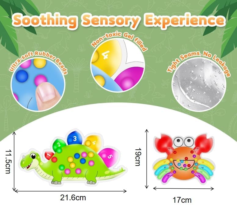 Color Sorting Sensory Toys, Squishy Sensory Toys for Kids with Autism, Montessori Toddler Travel Toy,Calm Down Fidget Toys for Children with Autism and ADHD (Dinosaur+Crab 2PCS) - Image 2