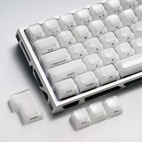 OHY XVX Lusterfly Jelly R2 MDA Profile Keycap Set 122 Keys Double Shot PC+ABS Keycaps for MX Switches & ANSI Layout Mechanical Keyboards-White