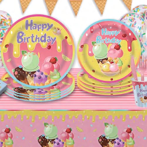 oneBest Ice-cream plates napkins birthday party