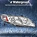 AUTOSAVER88 Headlight Assembly Compatible with 2006-2011 Civic Sedan 4-Door Headlight Assembly Headlamp Replacement with Chrome Housing and Amber Reflector
