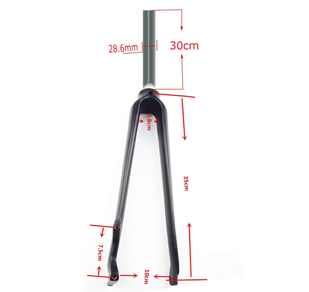 Radfahren Federung 700C Rennrad Gabel 3K Kohlefaser Fahrrad Vordergabel Scheibenbremse 1-1/8 ”QR 560g (Mattschwarz) Sport & Freizeit