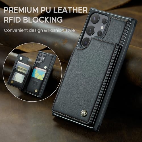 Kowauri for Samsung Galaxy S24 Ultra Case, PU Leather Wallet Case for Women Men with RFID Blocking Card Holder Slot Magnetic Closure Shockproof Protective Phone Cover for Galaxy S24 Ultra (Black) by Kowauri - Used condition - Image 7