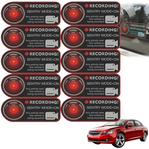 OliveBreeze 10 Stück Warnung Dash Cam Recording Fenster Stickers,Vehicle Kamera Sicherheit Dash Cam Signs,Statische Aufkleber,Kamera Aufnahme Fenster Aufkleber,Videoüberwachung Aufkleber