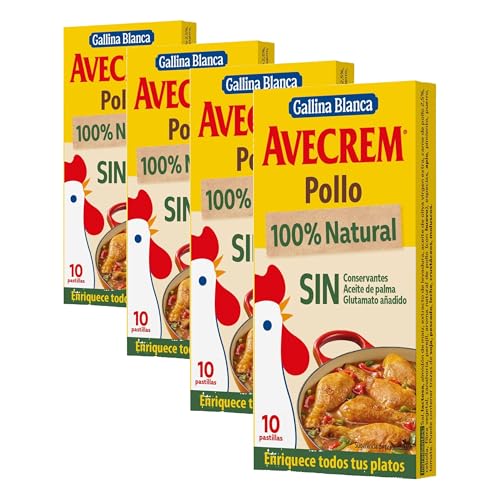 Gallina Blanca - Avecrem Pollo Natural 100%, 10 Pastillas (Paquete de 4)