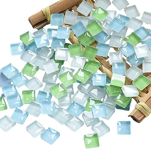 Mosaic Tiles 225 Pieces / 200 g Pack of Crystal Glass Mosaic Mosaic Tile Supplies for Home Decoration, DIY Crafts, Plates, Picture Frames, Flowerpots – 1x1 cm Square Tiles (Sprout)