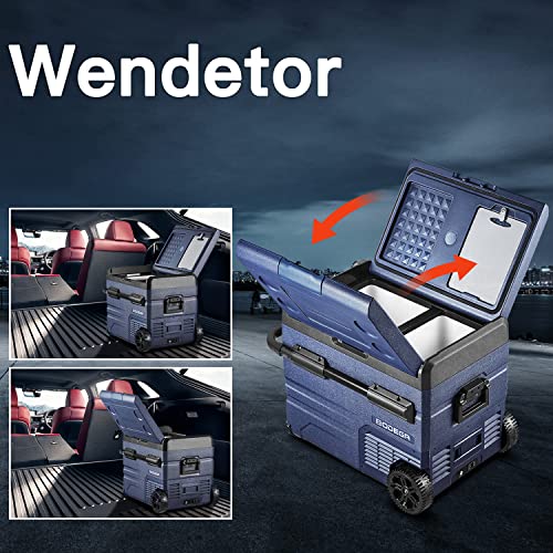 Foto von BODEGA Kompressor Kühlbox 45L, Auto Kühlschrank, Doppelzone, WIFI APP&Button Steuerung, 12/24V DC und 100-240V AC Camping Kühlbox für Auto, Lkw, Boot, Reisemobil,Camping