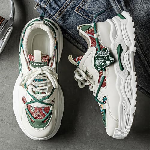 Fashion Leather Lace-Up Chunky Sneakers for Men Casual Round Toe Platform Walking Running Driving Sport Shoes4