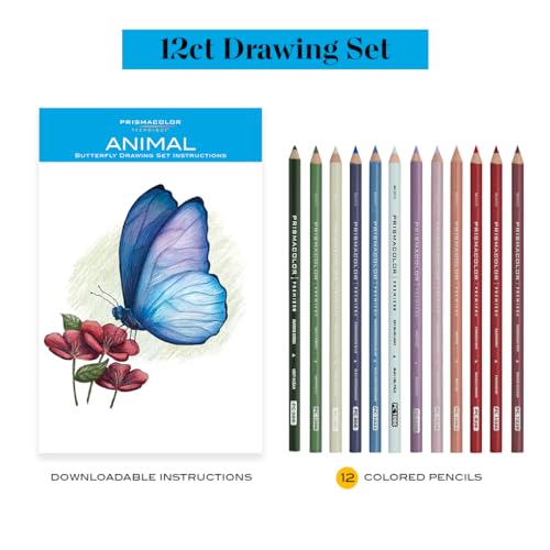 Image of Prismacolor Technique Animal Drawing Set, Includes Colored Pencils and Step-by-Step Drawing Tutorials, Assorted Colors, 12 Count