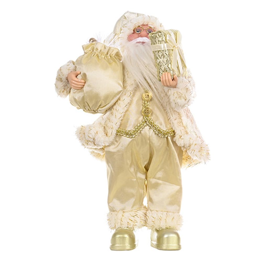D Christmas Stan Santa Claus Ecor With Gift Bag Standing Santa Claus Statue Resin Mini Holding Presents Home Navida Party Ornaments (D)