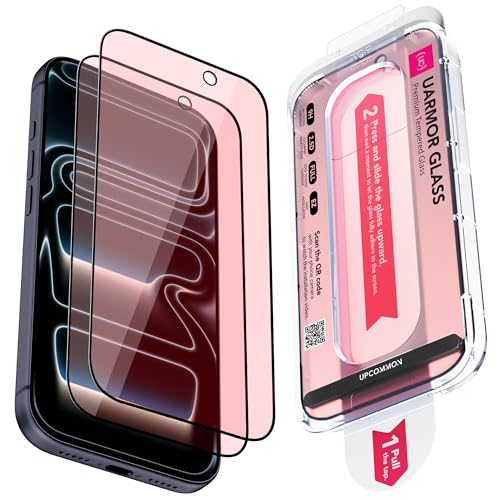 Upcommon UARMOR Screen Protector for [iPhone 17 Pro Max] Red Light Converter Anti-Blue Light 9H Tempered Glass with Easy Installation Kit Full Edge Coverage Fit [2 Pack]