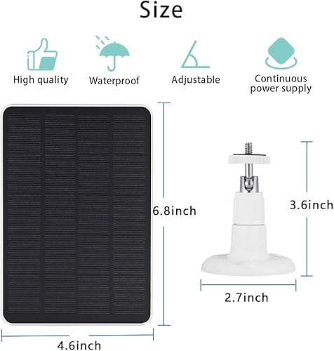 Miniatura 6 de Panel solar compatible con WYZE Battery Cam Pro Cámara inalámbrica para exteriores, panel solar de 4 W 5 V con cable de carga micro USB de 10 pies