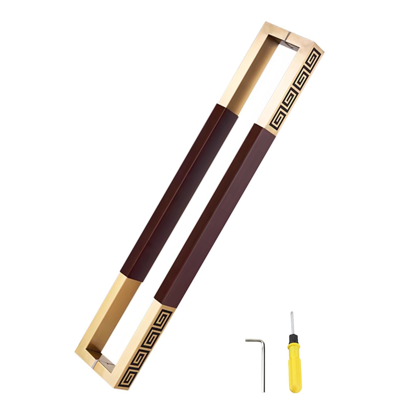 WDSOPK Burgundy Push Pull Door Handle Set - 180cm Wood & Stainless Steel Sliding Barn Door Accessories, Decorative Knob for Shower, Patio, Garage & Front Doors