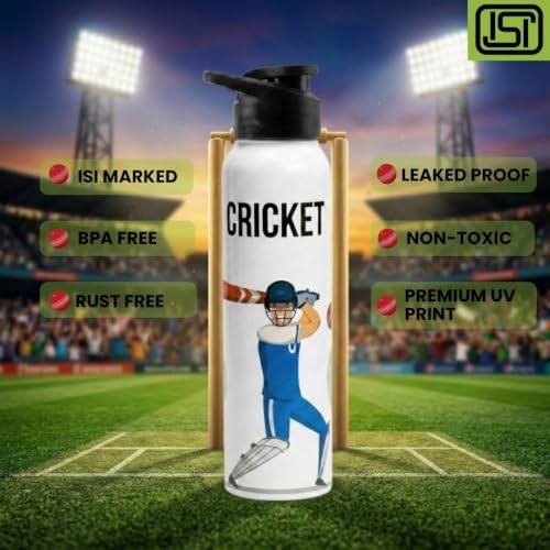 Image of VOIK Stainless Steel Water Bottle 1000ml with UV Astronaut Print | Leakproof, BPA-Free & Rust Resistant | Reusable Water Bottle for Kids, School, Office, Gym, Sports & Travel (Cricket-Sipper-1000ml)