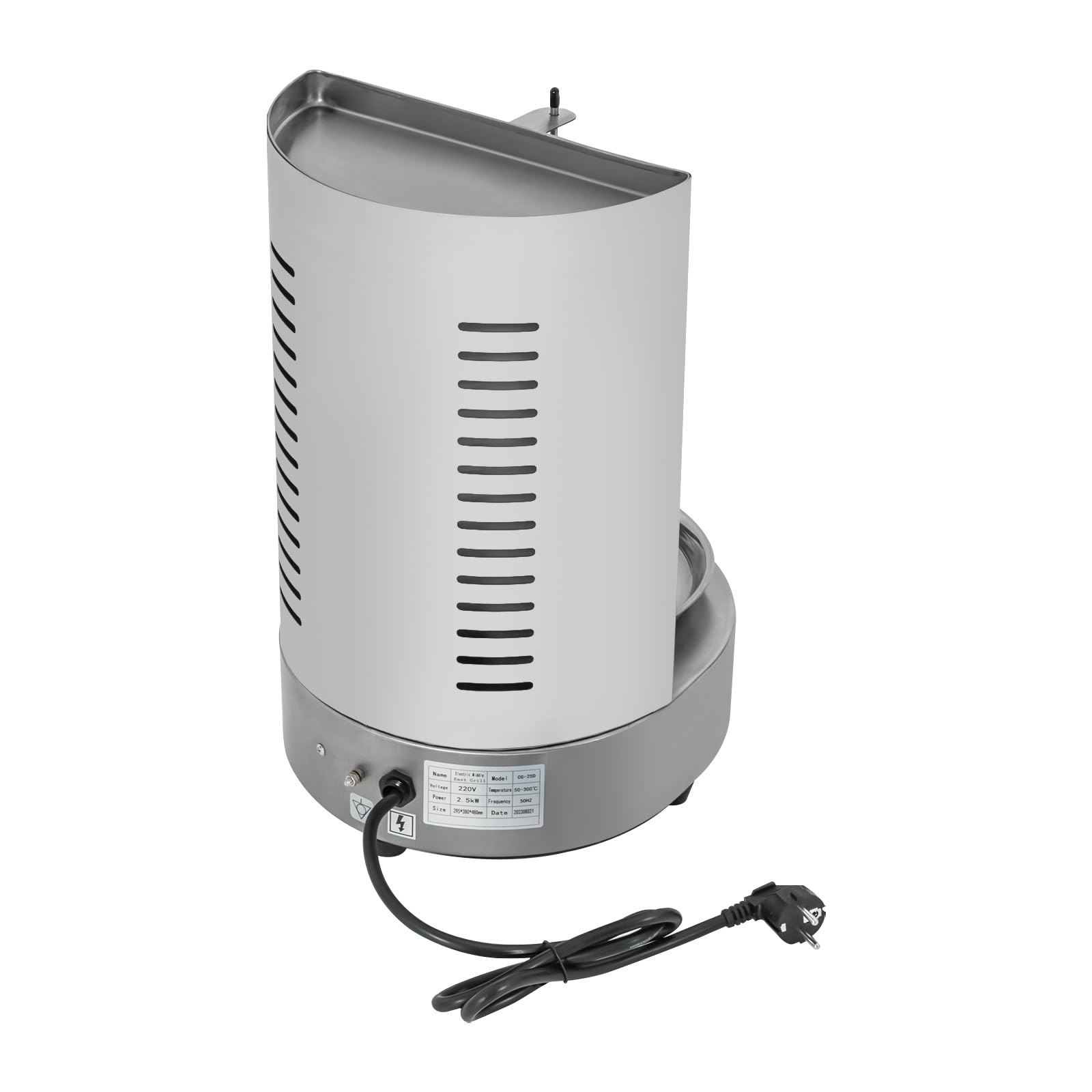 Griglia per döner per la casa, per il pollo, girarrosto e kebab verticale, in acciaio inox, con distribuzione del calore a 360°, capacità 8 kg, per barbecue verticale a gas/elettrico, per