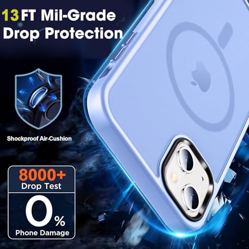 Image of MOCCA Magnetic Shockproof for iPhone 13 Case,Blue | 13ft Drop | Compatible with MagSafe | w / Screen & Lens Protectors | Anti-Slip Matte | Raised Camera & Screen Lip | Ultra-Slim
