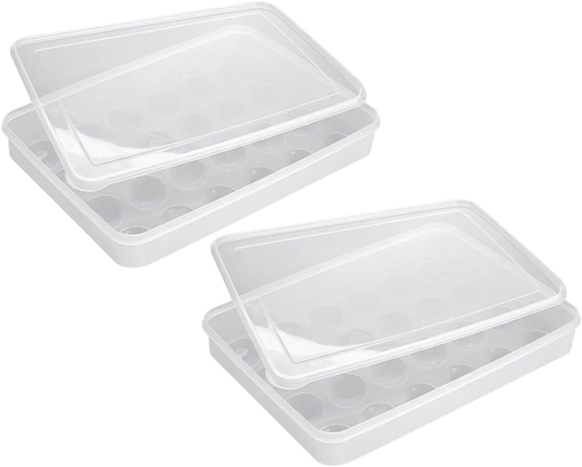 LIFKOME 2pcs Plastic Egg Storage Box with Lid for Refrigerator and Kitchen Space-saving Egg Holder for Home Organization