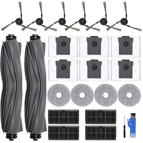 Homruich 22 pezzi di Accessori per Mova P50 Pro Ultra/P50 Pro, per Dreame X40 Ultra Complete / L40 Ultra, 2 Spazzola Principale, 4 Asciugamani, 4 Filtri, 6 Sacchi di Polvere, 6 Spazzole Laterale