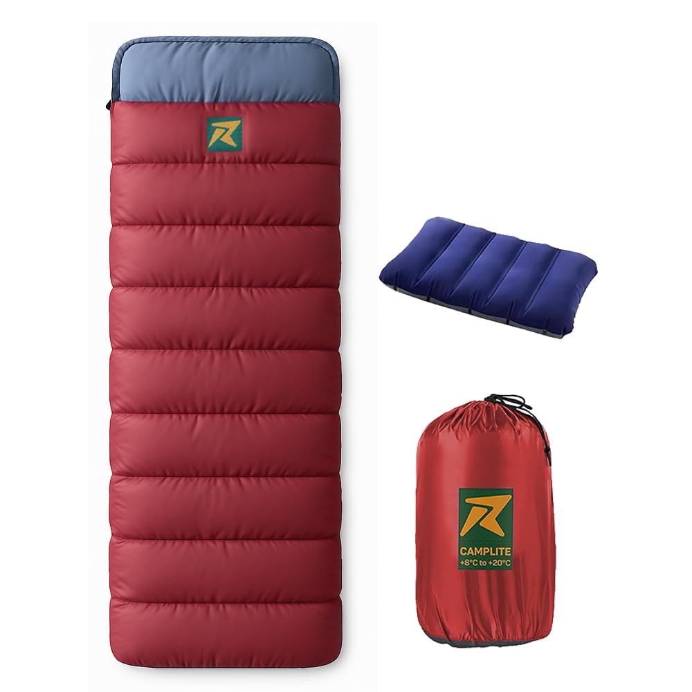 Rocksport Camp Lite Sleeping Bag for Adults (8°C to 20°C,Maroon - Grey) | Lightweight, Compact & Waterproof Sleeping Bag for Men & Women | Butter NS Fabric, Indoor & Outdoor Camping Accessories