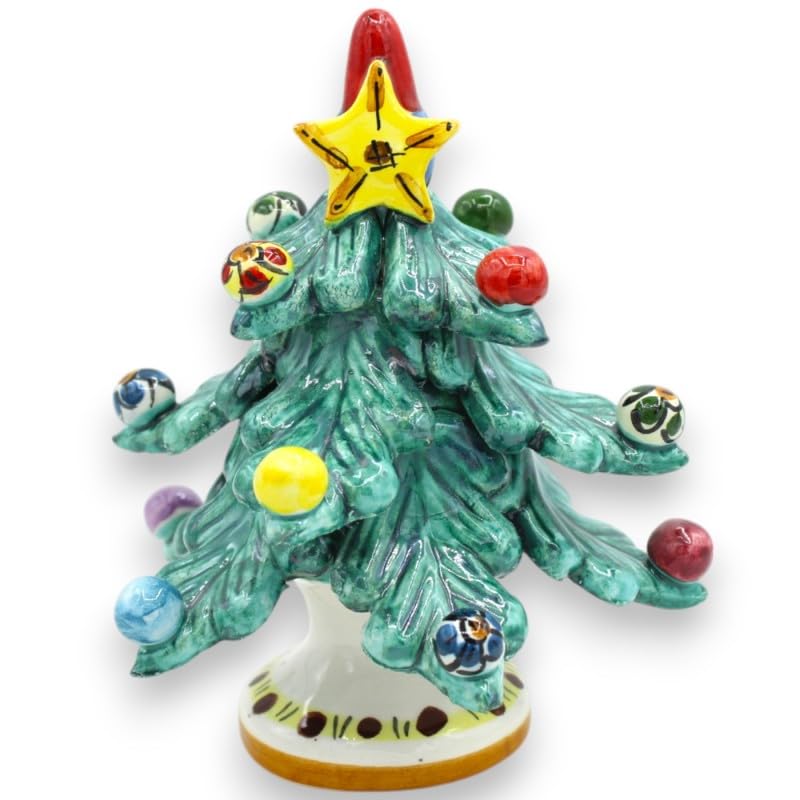 Sapin de Noël en céramique Caltagirone mini objet décoration h 15cm