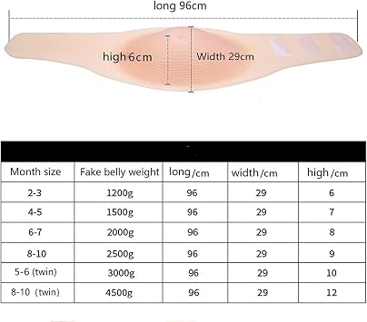 Artificial Fake Belly Silicone Pregnancy Belly, False Tummy Bump Silicone for Actor Performance Film Prop Cosplay, Skin Color Adult Belly Stuffer AntiShake Fake Pregnant Belly,5-6monthstwins