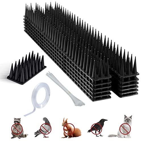 Homarket Bird Spikes 12 Pack Pigeon Deterrent for Small Birds Raccoon Cats Defender for Outside to Keep Squirrel Away Plastic Fence Spike for Railing and Roof(Black)