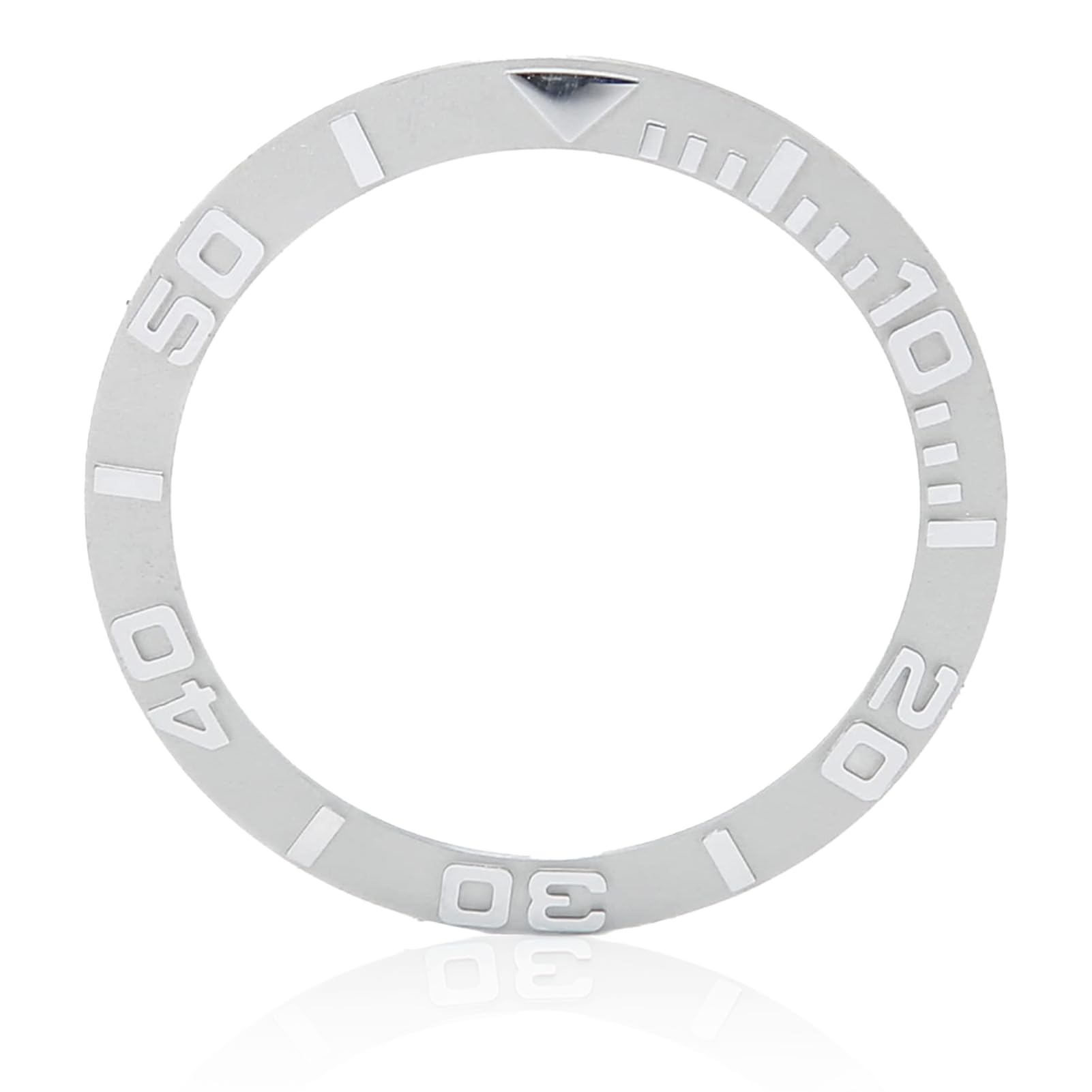 HURRISEWatch Ceramic Bezel Insert, Ceramic Embossed Digit Watch Bezel Ring Replacement Accessory Parts for Repairer, Watch Bezel Insert 38mm (Silver)