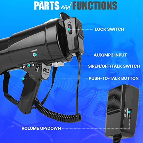 Pyle Megaphone Speaker Pa Bullhorn With Built-In Siren 50 Watts & Adjustable Volume Control Ideal For Football, Baseball, Hockey, Cheerleading Fans & Coaches Or For Safety Drills - Pmp53In #TOP1