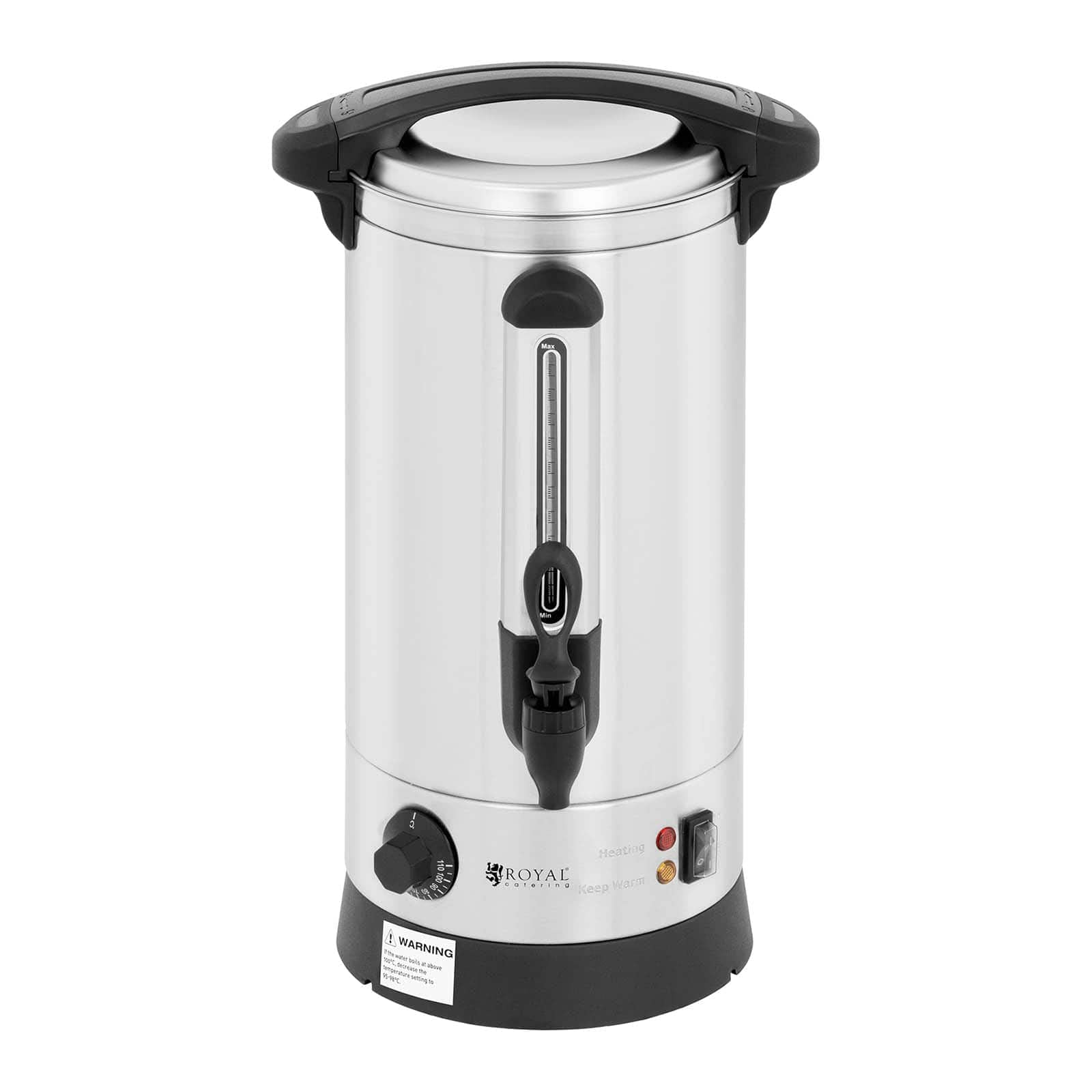 Royal Catering Bollitore Elettrico A Doppia Parete Dispenser Bevande Calde RC-WBDW9 (8,7 litri, 1500 W, Inox)