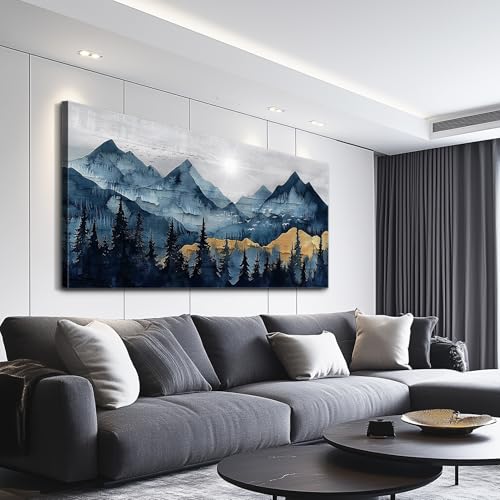 FUHAIHUA Large Wall Decor For Living Room Canvas Wall Art For Office Modern Wall Decorations For Bedroom Mountain Landscape Painting Abstract Pictures Artwork Room Home Decor 24x48 In