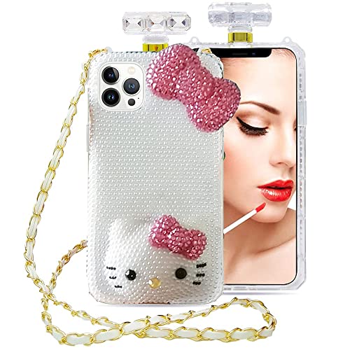Victor For Iphone 14 Plus Customized Case, Cute Women Girls Bling Glitter Love Heart Designed For Iphone 14 Plus Phone Cases, Girly Perfume Bottle Phone Cover For 14 Plus (Pink) #TOP16