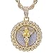 metaltree98 Men's 14 K Gold Plated Hip Hop Gold-Tone Praying Angel Round Pendant and Rope Chain 24" HC 121 G