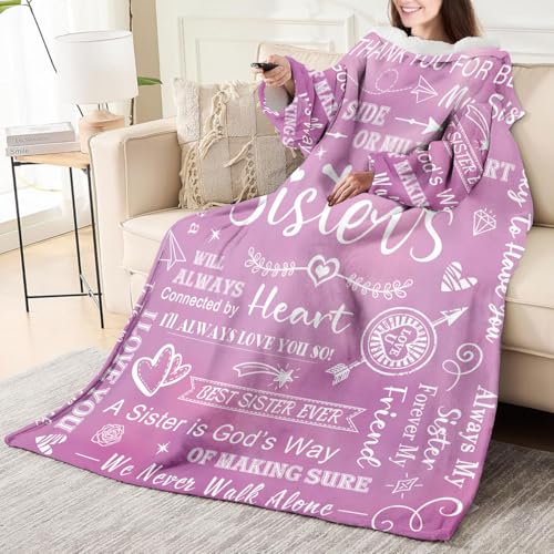 Odot Blanket with Sleeves for Women Men, Wearable Blanket with Sleeves XL Unisex Adult Winter Warm Soft Cozy Fluffy Lightweight for Bed Sofa Couch (Purple letters,130x150cm)