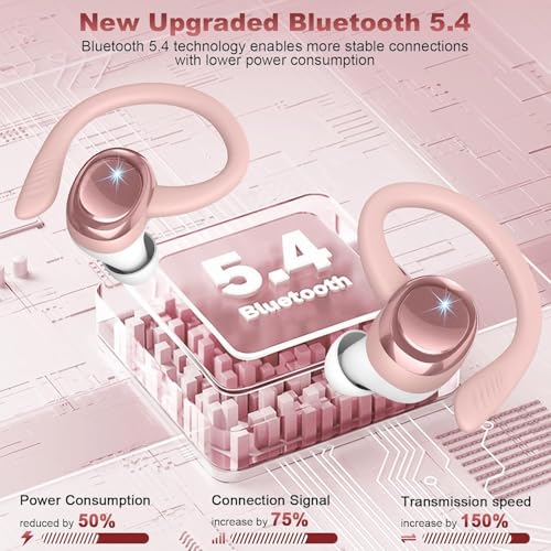 Wireless Earbuds Sport, Bluetooth 5.4 Headphones with Earhook, 2025 Hi-Fi Stereo Over Ear Buds, 50H Earphones with 4 ENC Noise Canceling Mics, IP7 Waterproof Headset for Running Workout (Android/iOS) by Hupoaf - Image 3