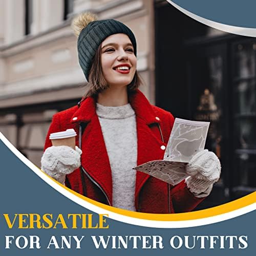 Amazon Brand HIKARO Winter Hats for Women Gifts for Women Pom Pom Hats Valentine's Day Gifts, Bobble Beanie Hat Ladies Knitted Fleece Lined Thermal Hats for Outdoor Ski Black One Size