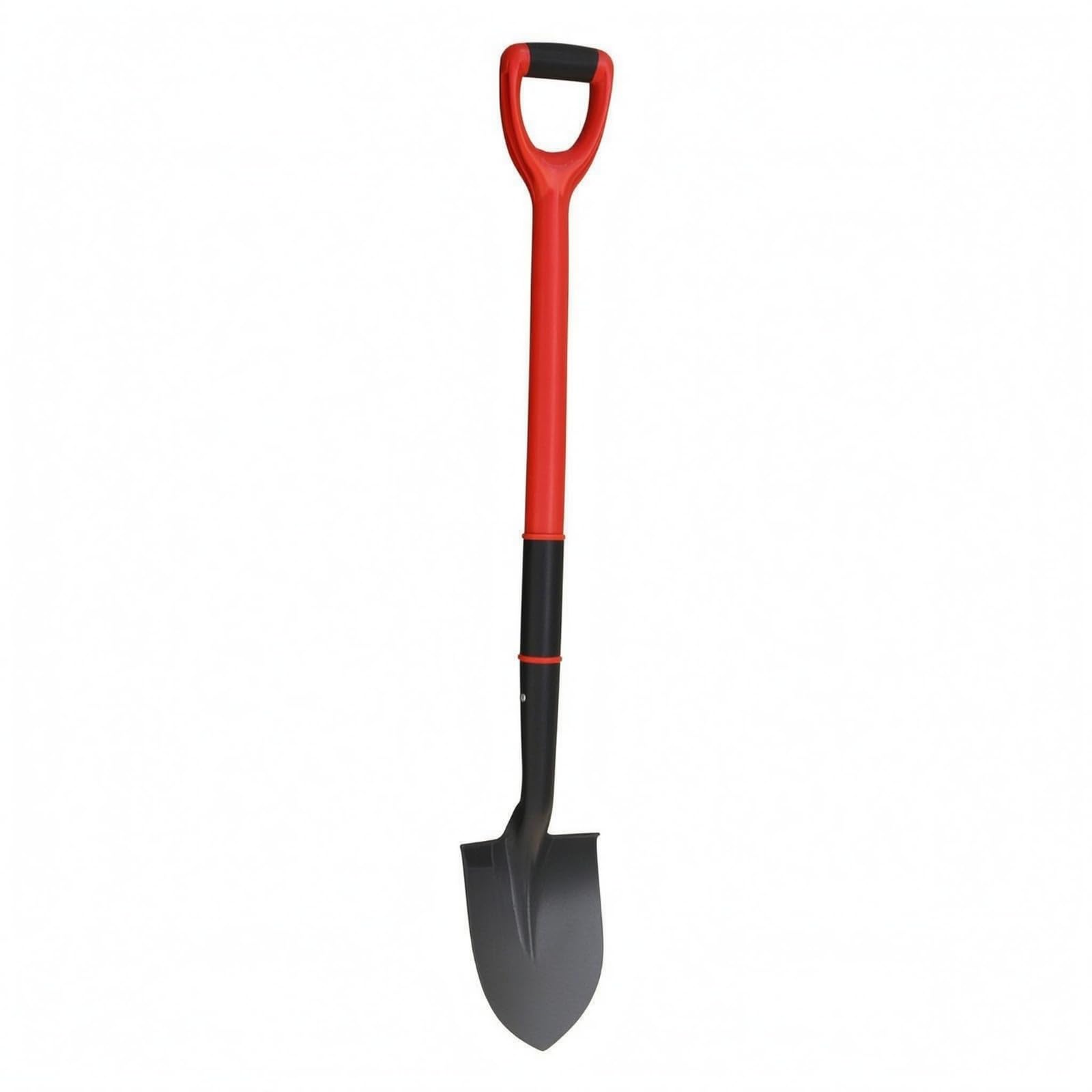 Pala Mango Circular Empuñadura Plástica Jardinería Metal Negro, Rojo, Pala De Punta, Mango De Plástico Rojo con Asa Circular