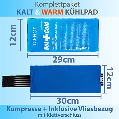 ICEHOF Kühlpad mit Vlies-Hülle - Kuschelweich, lange Kühldauer - Kühlpack Gel Kühlakku Kühlgel Kühlkompresse Kälte-Kompresse Kühlkompressen Kühlbeutel Eisbeutel Blau