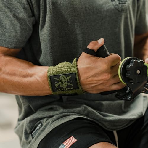 Iron Infidel Wrist Wraps for Weightlifting - 18\" Heavy Duty Support for Working Out, Gym Accessories for Men - Use for Lifting, Crossfit, Fitness, Exercise, Bench Press, Powerlifting (OD Green)